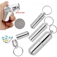 Portable Metal Cigarette Case Key Chain Multifunctional Aluminum Pill Case Sealed Waterproof Outdoor Pocket Carrying Container
