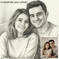Custom pencil-drawn style sketches, frameless canvas paintings, family portraits, friends' photos, couple photos