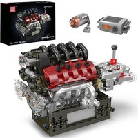 Mould King 10227 Technical Car Engine Toys The Motorized V8 Engine+Transmission Building Block Brick Set Kids Christmas Gift