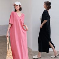plus Size 300 Pounds Long Dress Women's Summer New Style 200 Pounds Korean Loose Knee-Length Short-Sleeved T-Shirt Dress