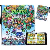 Plants Vs. Zombies Premium PU Leather Zipper Card Binder 4-Pocket & 9-Pocket Trading Card Album Large Capacity Collection Book
