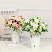 Premium 1 Bunch 13 Heads Artificial Peony Rose, Vintage Faux Flower Bouquet for Home Wedding Decoration