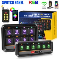 UNISHINE Kit de panneau de commande à 8 interrupteurs LED RGB avec télécommande sans fil et contrôle par application de téléphone, mode stroboscopique, boîtier de contrôle de circuit pour Wrangler JL