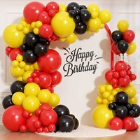 128Pcs Red Yellow Black Balloon Garland Arch Kit Latex Balloons for Birthday Baby Shower Cartoon Game Theme Backdrop Decorations