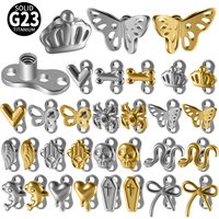 1PC 16G G23 Titanium Dermal Anchor Tops Women Men Bow Heart Dolphin Micro Dermal Piercing Skin Diver Punk Body Piercings Jewelry