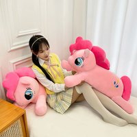 New 110cm Cartoon Plush Lie Down Pony Pillow Stuffed Animal Doll for Kids Birthday Xmas Gift Office Nap Cushion Toy Plushie For