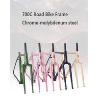 700C Road Bicycle Frame with Fork Chrome-molybdenum Steel Frame Travel Road Bike Frame Thru Axle Disc brake Steel Frameset