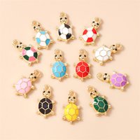20pcs 10x18mm Cartoon Colorful Enamel Animal Turtle Charms Pendants for Jewelry Making Necklaces Earrings DIY Crafts Accessories