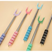 Retractable Telescoping Clothes Hanger Pole With Non-Slip Grip Reach Hook Stick For Closet Laundry Or Hanging Tool
