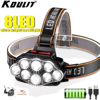 KDULIT 8LED Powerful Rechargeable Head Flashlight for Fishing Led Headlamp Camping Headlights Hunting Torch Hiking Front Lantern