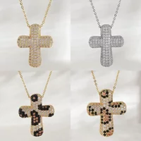 MHS.SUN Luxury Zircon Bubble Cross Pendant Necklace for Women Men Fashion Gold/Silver Color Religious Crosses Jewelry Gift