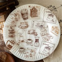 6style 30pcs retro coffee themed PET material decorative sticker DIY handmade material scrapbook diary album decorative sticker