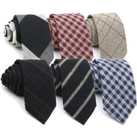 Men's Classic Cotton Tie Plaid Dashed Line Pattern Black Gray Necktie Fashion Casual Gentleman Wedding Party Accessories Gifts