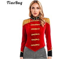 Womens Ringmaster Jacket Circus Costume Long Sleeve Fringe Tassel Shoulder Jacket Coat Circus Tailcoat Halloween Dress Up