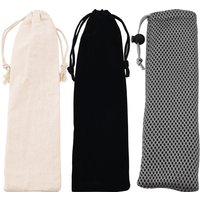 10pcs Straw Storage Bag Tableware Travel Convenience Bag Reusable Cloth Bag White Black Grey Straw Bag
