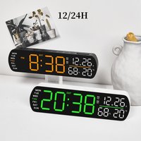 LED Alarm Clock TEMP Humidity Date Week Display Dual Alarm Timer Countdown DST Snooze Auto Dimming 12/24H Digital Table Clock