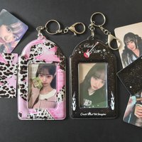 3 Inch Idol Photocard Polaroid Photo Storage Card Holder Retro Star Leopard Print Card Case Kpop Card Frame Bag Pendant