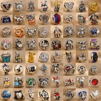 Disney 2026 New 925 Silver Lion Donkey Fish Bear Dragon Bead Charm Fit Original Bracelet DIY Jewelry Gift