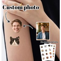 Personalized Tattoo Stickers With Pet Photo, Customizable Family Photos Tattoo Stickers, 2 Sizes: S/M, Valentine's Day Gifts, image 4