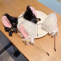 1/2PCS Plush Cat Ears Headband with Jingle Bells - Soft, Furry Cosplay Accessory for Halloween, Anime Parties & Photo Shoots.