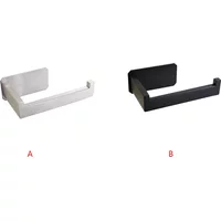 1PC Stainless Steel Toilet Roll Holder Self Adhesive in Bathroom Tissue Paper Holder Black Finish Easy Installation no Screw