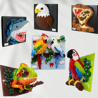 Animal Building Blocks Parrot /Chameleon Animal Wall Hanging Drawing Miniature Building Blocks Toy