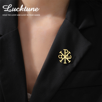 Lucktune Chi-Rho Alpha Omega Brooches Christian Symbol Metal Pins For Men's Shirt Badges Vintage Lapel Pins Jewelry Gift 2025