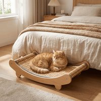 Arc Shaped Cat Rocking Chair Removable Cooling Pet Lounge Chair Wear-Resistant Breathable Cat Scratching Pads for Cats Dogs