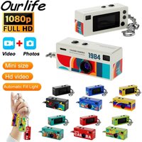 Aparat cyfrowy Ourlife 0,96 cala, aparat w formie breloka, retro, obsługuje karty pamięci, 1080P, bardzo mały kamkorder z funkcją wideo i lampą błysko