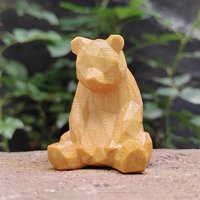 1.7 Inch Hand-Carved Wooden Bear Figurine Ornament, Minimalist Style, Abstract Style, Suitable for Party Decoration, Creative Desktop Decoration, Study Room, Housewarming Gift, Birthday Gift, Home