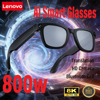 Lenovo 800W Smart Glasses With Camera Video Recording AI Photo Recognition Bluetooth Call Translation Silver Glasses Sunglasses