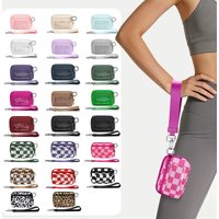 The Iris Wallet Black checkered Card Case with ID Window Purse for Women Coin Purse with Mini Christmas Portable Keychain Wallet