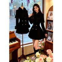 Woolen Cloak Dress Set for Women Autumn Winter High Waist Knot Mid-Length Fashionable Two-Piece Suit