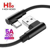 5A 40W PD Fast Charging Line USB C to USB Type C Cable Quick Charge For Huawei Xiaomi 4.0 Right Angle Wire 90 Degree Data Cable