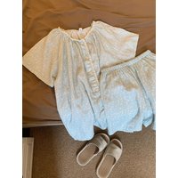 Sweet Floral Print Open Cardigan Sleepwear Women's Summer Lace Trim round Neck Casual Wearable Home Clothes Set Short Sleeve