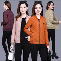 Manteau Matelassé Fin à Col en V pour Femme d'Âge Moyen, Veste Chaude Croisée, Cadeau pour la Mère, Automne