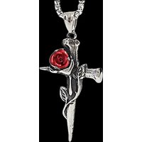 VintageDiablo Cross Thorn Rose Angel Dark Punk Rock Subculture Niche Personality Necklace 19.6"inch chain