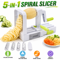5 in 1 Hand Crank Vegetable Spiralizer Slicer Zucchini Noodle Maker Rotary Carrot Potato Shredder With 5 Blades Kitchen Tools