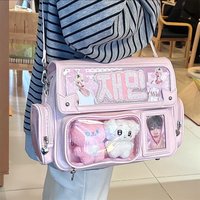 New Y2K Cute Ita Bag Harajuku Large Capacity Shoulder Bag Lolita Girl Transparent Pocket DIY Badge Display Casual Crossbody Bags