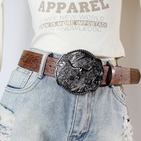 Western Cowboy Belt For Women and men Bull Buckle Floral Engraved Black Waistband Gothic Accessories fashion Design Jeans Belt