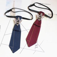 Hand Made Black Ribbon Tie Crystal Rhinestone Jewelry Men Shirts School Girl Boys Collar Neck Ties School Uniform Women Necktie