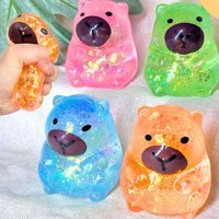 Capybara Squeeze Stress Relief Toy Glitter TPR Maltose Squishy Fidget Toy Kids Adults Gift Stress Ball