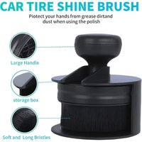 Portable Car Tire Brush, High Density Dust Removal Cleaning Tool with Cover Sealed Design