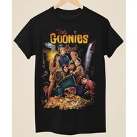 Neutral T-shirt Retro Street Short Sleeve Top Adventure Movie The Goonies Poster Inspiration Treasure Pattern