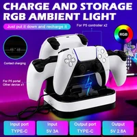 For PS5 Controller Charger Stand LED Indicator & RGB Light Dual Charging Dock for PS5 Controller & PS Portal Games Accessori