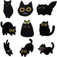 Sprout Black Cat Enamel Pins Custom Cute Animals Brooches Cartoon Collar Badge Jewelry Gift for Kids