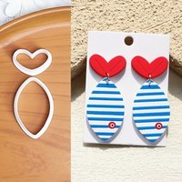 2Pcs Cute Fish & Heart Polymer Clay Cutters Summer Beach Themed Molds for Handmade Earrings & Jewelry DIY Crafts