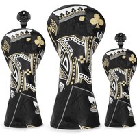 Black King Premium Leather Golf Head Cover Elegant Embroidery GolfClub Driver Head Covers Fariway Wood Covers Hybrid High Qualty