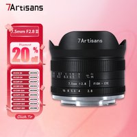 7artisans APS-C 7.5mm F2.8 II Ultra-wide Angle Fisheye Camera Lens for Photography with Sony E Fujifilm XF Canon RF M43 Mount