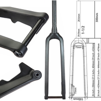 3k Texture T800 Carbon Fiber Off Road Bike Hard Fork Front Mountain Bike Through Axle Disc Brake Fork Front Offset 45mm15*100mm